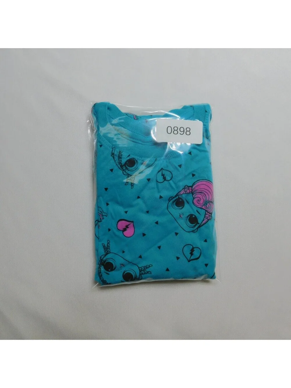 L.O.L. Surprise Girls Teal Blue Graphic T Shirt Size M 7/8 Rocker Doll Hearts